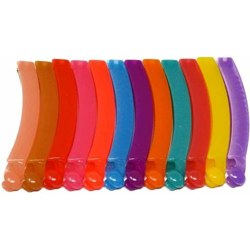 Buy Evolution Multicolor Solid Plastic Matte Banana Hair Clips for Women (Pack of 12) Online at