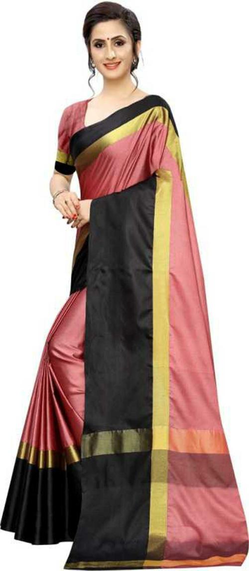 Prabhas Women Multicolor Cotton Silk Woven Saree