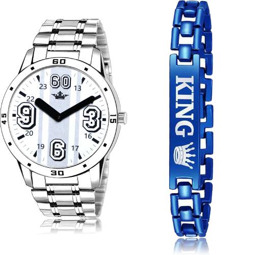 NEUTRON Modish Style Lionel Messi And Bracelet Silver And Blue Colour Analog Metal Belt 2 Watch Combo For Boys And Men - BL46.111-BX2