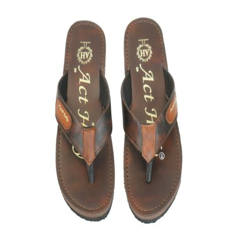 Act holy Men's Comfartable Slipper Rexin sole Chappals for Men Lightweight & Stylish Casual Slip-on Brown Color Size -6