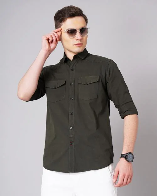 Paul Street Green Double Pocket Shirt, L