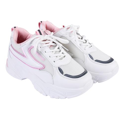 CASSIEY Womens & Girls Lace Up Stylish Casual Sneakers Shoes Pink- 5 UK