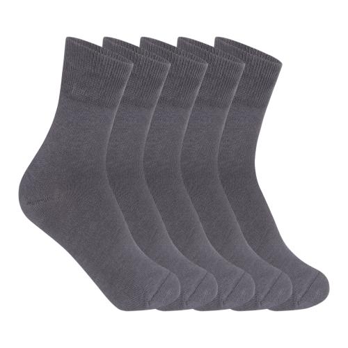 Supersox Kids School Uniform Ankle Length Combed Cotton Grey Color Socks Pack Of 5(5-6 Years)