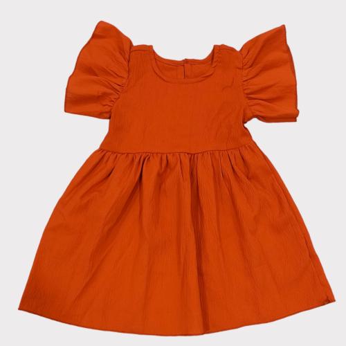 Luxury Lush Bright Rust Colored Little Girl Beautiful Western Frock Dress