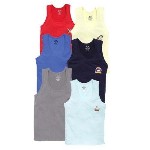 Savage Boys Vest for 11 to 12 years old Soft Cotton Vests 120 GSM 75cm Pack of 6 [Colors May Vary]