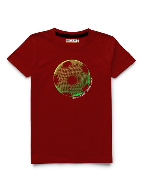 HELLCAT Maroon Trendy Printed Round Neck Half Sleeve Tshirt For Boys | kids wear | t shirt for kids | t shirt for boys | t shirt | tshirt | tshirt boys | boys tshirt | boys t tshirts | boys dress | tshirts | t shirts