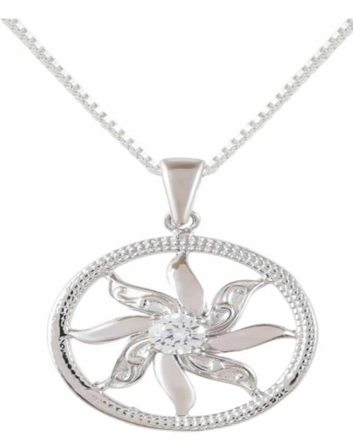OCF RADHAMAHI ROUND SHAPE 925 SILVER PENDANT WITH CHAIN Rhodium Silver Pendant
