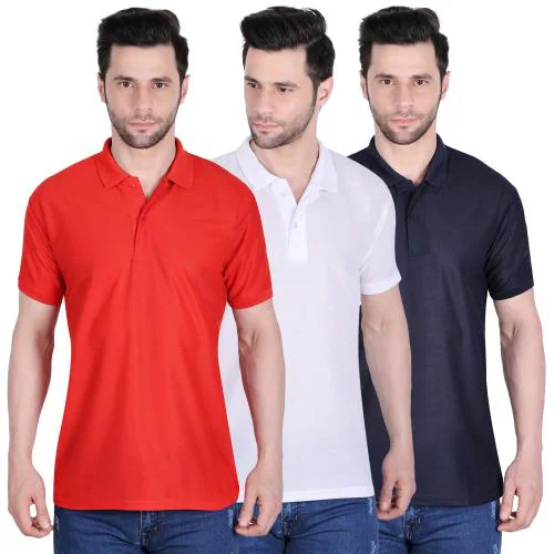 Ansh Fashion Wear Men's Pack Of 3 Polo Neck Tshirt-Red-White-Black T-Shirt for Men | Mens T-Shirt | Trendy T-Shirts for Men