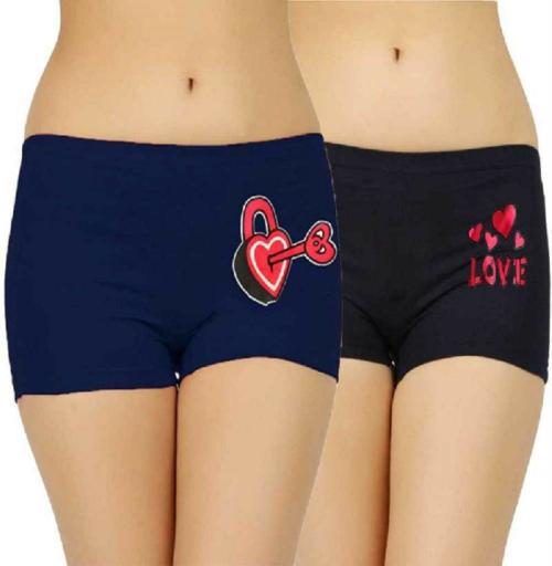 Jocker Women Multicolor Cotton Pack Of 2 Boy Shorts Panties (80 Cm)