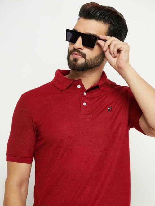 Zebulun Men Maroon Solid Cotton Blend Men's T-Shirts