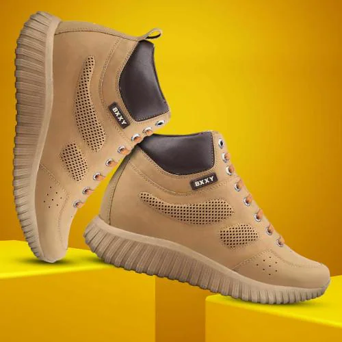 PASAND 3 Inch Height Increasing Sports Shoes Elevator Casual Shoe For All Purpose Sneakers For Men (Tan)