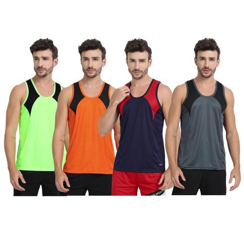 FTX Drifit Mens Roundneck Sports Pack of 4 Vest (727_1-727_3-727_6-727_8)_L