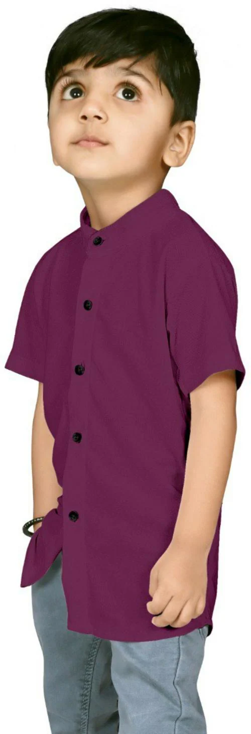 AJ Brothers Boys Purple Solid Cotton Blend Casual Shirt - 2 to 3 Y