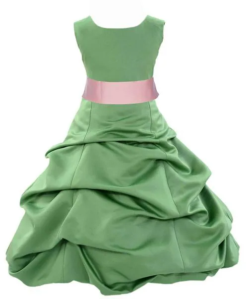 Wish Littlle Girls Green Polyester Stars Round Neck A-Line Bubble Pari Dress Frock - 7-8 Y