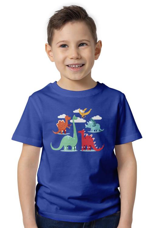 Wobinobi Boys T-Shirt Jurrasic Cute Dinosaurs 100% Cotton Boys T-Shirt (Royal Blue, 9-10 Years)