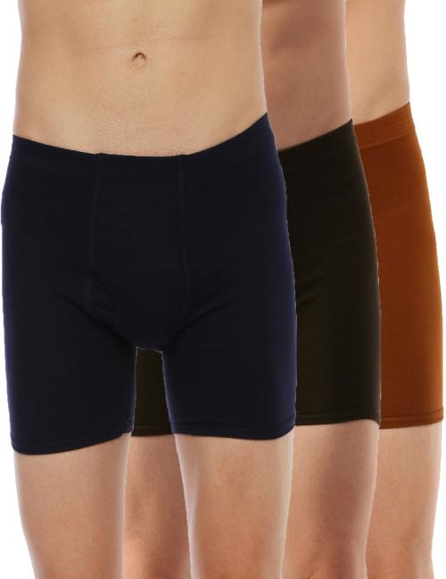 DOLLAR Lehar Men's Assorted Solid 100% Cotton Pack of 3 Trunks