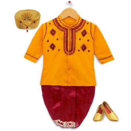mustmom Boy's Cotton ,Dhoti Kurta-Punjabi Ethnic Wear For Rice Ceremony and festival