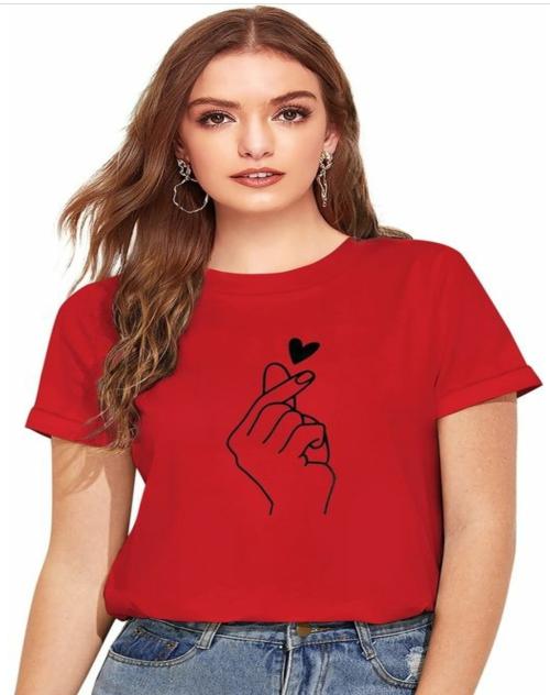 ATTIRIS Women's Cotton Printed Regular Fit Waist Length Round Neck T-Shirt