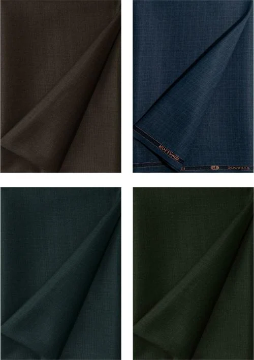 KUNDAN SULZ GWALIOR Brown, Dark Blue, Dark Green Cotton Blend Checkered Men Pack of 4 Trouser Fabric