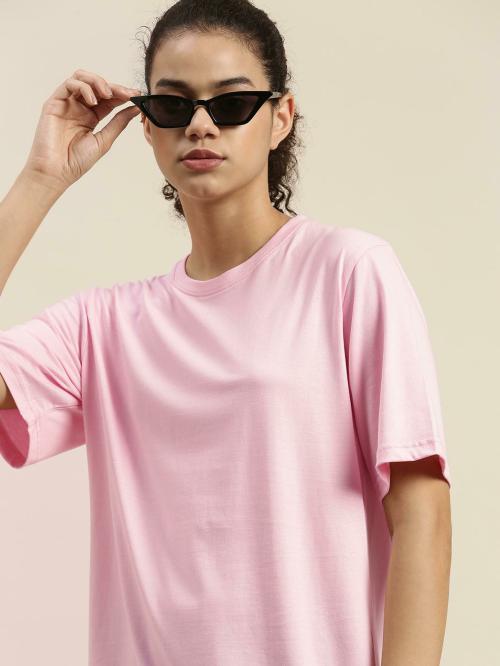 Dillinger Pink Solid Oversized T-Shirt