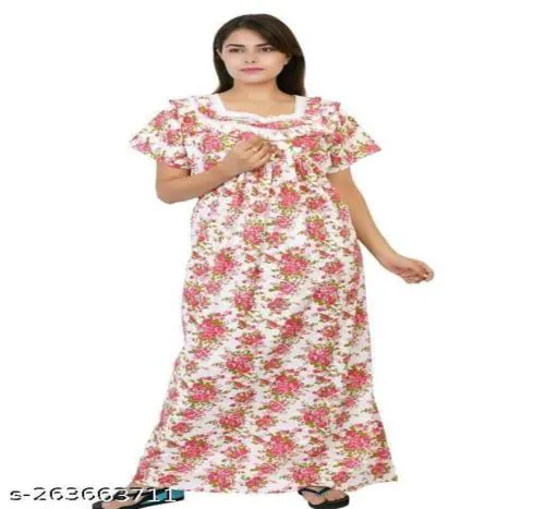 AVORDE Women Pure Cotton Nursing Feeding Maternity Nighty Multipurpose Night Dress Night Gown for Ladies-A4