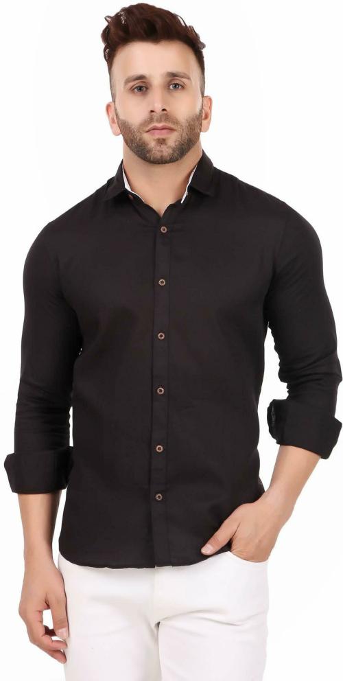 Buy Adwyn Peter Men Black Solid 100 Cotton Single Shirt Online at Best