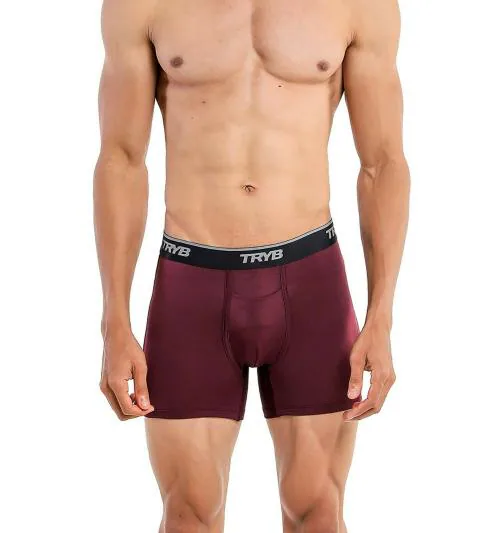 TRYB Mens Sport Performance Stretch Underwear Quick Dry Moisture Wicking Athletic Active Kooltex Square Cut Boxer Trunk_NEW