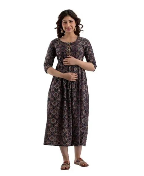 Buy Patricia's Designers Pure Cotton Maternity Wear Kurta with zips for