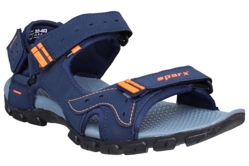 Sparx Men SS-483 Navy Blue Fluorescent Orange Floater Sandals