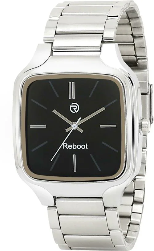 Reboot Analog Black Dial Silver Strap Watch For Men