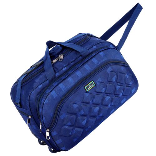 INFRED Polyester 55 liters Lightweight Waterproof Duffle Bag - 2 Wheels - Luggage Bag (Blue)