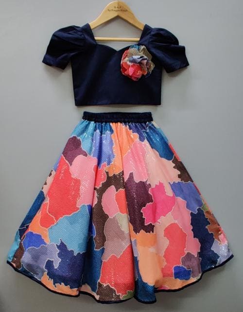 Pragya Exclusive Baby Girls Lehenga Choli Ethnic Wear Floral Print Lehenga & Crop Top