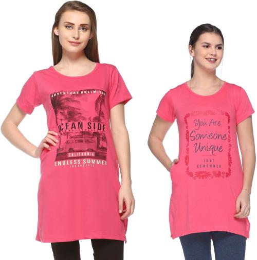 In Love Women Pink Graphic Print Cotton Blend Pack Of 4 T-Shirt-