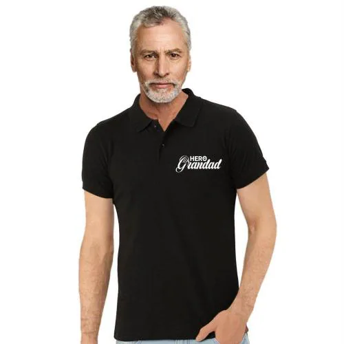Funky Store Polycotton Hero Grandad Printed Men's Polo Tshirt For Grandfather,
