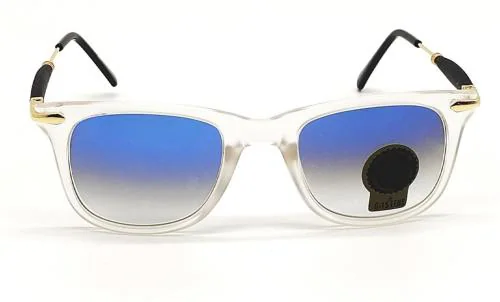 Optimity Uv Protection, Mirrored Retro Square Full Frame Blue, Clear Sunglasses For Men And Women
