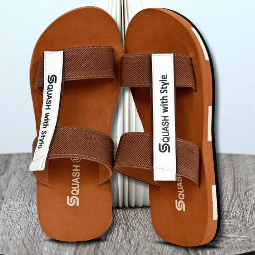 SQUASH EXTRA COMFORT CASUAL TAN SLIPPERS FLIPFLOPS