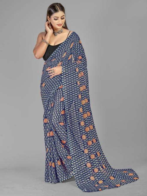 Kashvi Sarees Women Blue Self Design Single Saree Without Blouse Piece