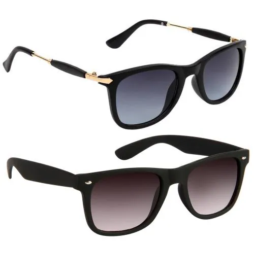 GANSTA UV PROTECTED WAYFARER SUNGLASSES COMBO FOR MEN & WOMEN (MEDIUM - 53MM, 2 PC)
