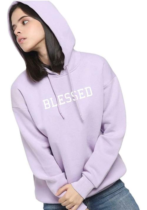 MOSAJC Women Lavender Printed Cotton Sweatshirt (XXL)