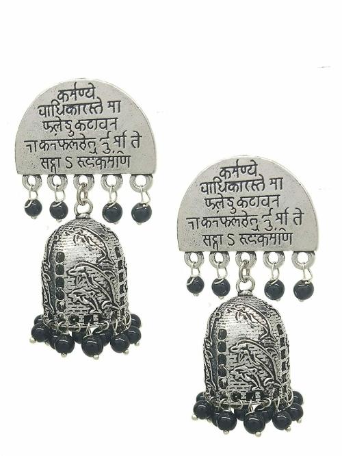 Total FashionBlackCasual Oxidised German Silver Karm Jhumka Junk Jewellery Earring for Womens and Girls