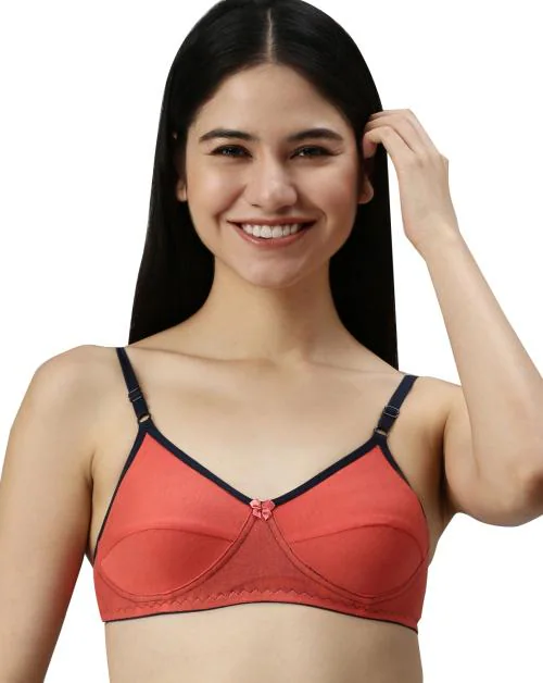 Kryptic Women's Coral Solid Cottton Bra