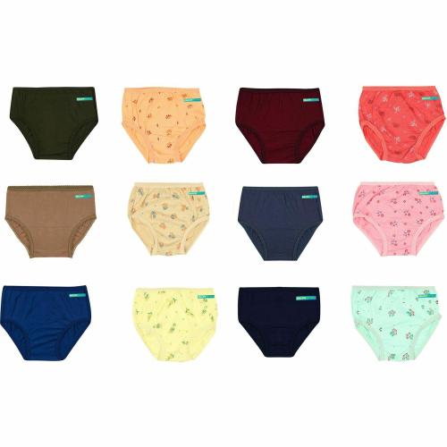 YELLOWDELIGHT Baby Girls Multicolor Cotton Pack Of 12 Panty (0 - 6 Months)
