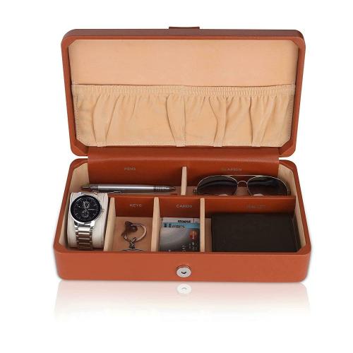 Buy Sinaea 6 Compartments Light Brown Rectangular Faux Leather Durable