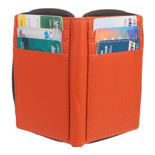 Rabela Men's Slim Bifold Grain Leather Multi Card Holder Wallets Gift Box Wallet RW-2102 (Orange)