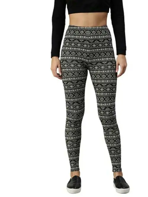 Buy De Moza Women Black and White Printed Cotton Leggings - XL Online at  Best Prices in India - JioMart.