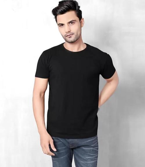 Moody Spark Men Black Cotton Blend Round Neck T-Shirt Size - S