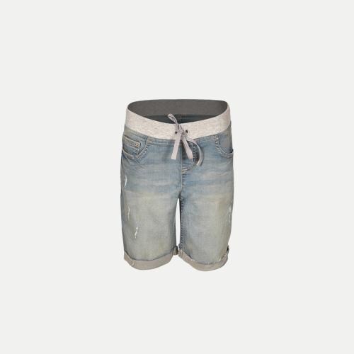 Rad Prix Boys Light Blue Denim Disstressed Short with Elasticated waist band