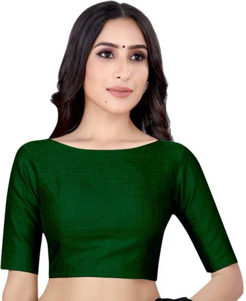 Desimisskart Women Green Solid Phantom Boat Neck Blouse