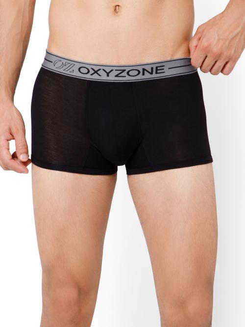 OXYZONE Classic Men's Trunks | Soft Cotton | Stretch Fit | Quick-Dry | Anti-Odor | Ultra-Soft | Moisture-Wicking | Breathable | Comfort Fit Boxer Trunks for Men, Black (Pack of 1)