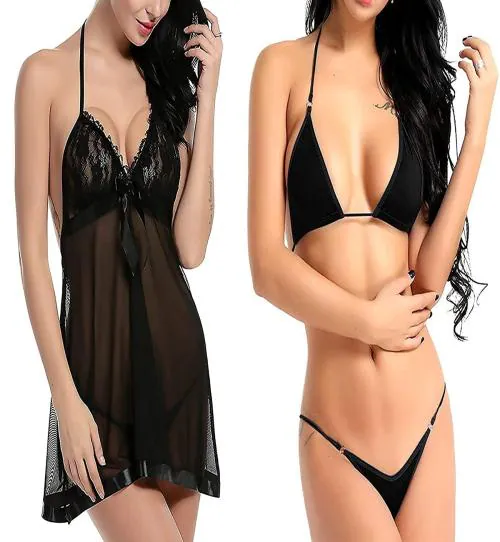 Drift Outfit Women's Spandex Sexy Sleepwear Sexy Chemise Lingerie Cotton Nightgowns for Women Black